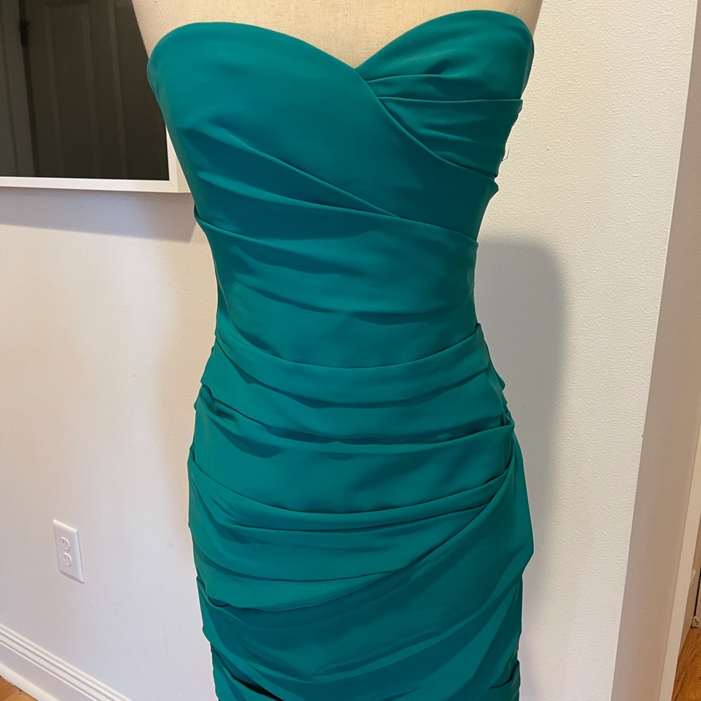 BCBG green strapless dress